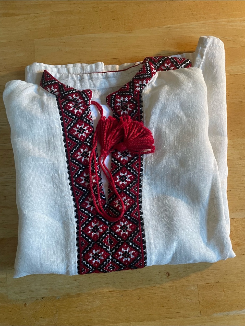 2 Ukrainian Hand-Embroidered linen kids shirts - sz for 2 yo
